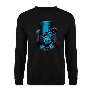 Gorilla mit Hut - Unisex Pullover - Schwarz - Vorne - Alina (178cm) & Michal (187cm)