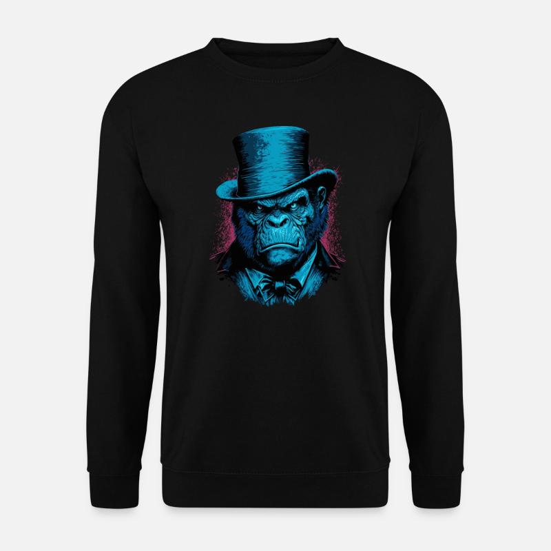 Gorilla mit Hut - Unisex Pullover - Schwarz