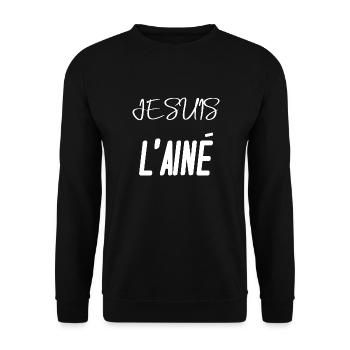 Je suis l'ainé plus vieux enfant fratrie tshirt - Sweat-shirt Unisexe - noir - Devant - Alina (178cm) & Michal (187cm)