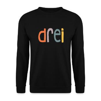 Dritter Geburtstag ich bin 3 Jahre Retro Design - Unisex Pullover - Schwarz - Vorne - Alina (178cm) & Michal (187cm)