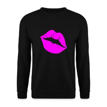 Embrasser la bouche Embrasser les lèvres Symbole de la bouche - Sweat-shirt Unisexe - noir - Devant - Alina (178cm) & Michal (187cm)