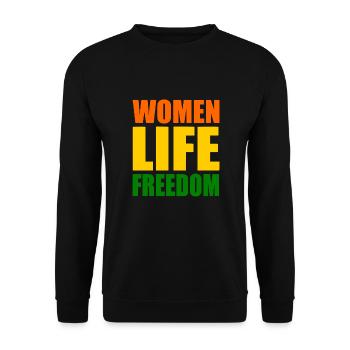 Women life freedom iran - Unisex Pullover - Schwarz - Vorne - Alina (178cm) & Michal (187cm)