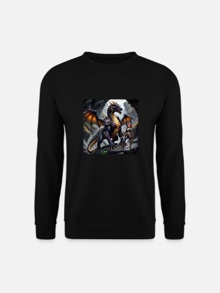 Scarlett und ihr Freund der Drache - Unisex Pullover - Schwarz