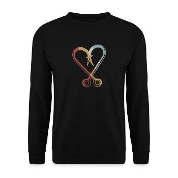 Crochet de pêche Retro Style Vintage - Sweat-shirt Unisexe - noir - Devant - Alina (178cm) & Michal (187cm)