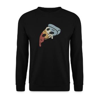 Pizza Stück Retro Style Vintage - Unisex Pullover - Schwarz - Vorne - Alina (178cm) & Michal (187cm)