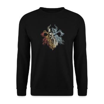 Viking Skull Retro Style Vintage - Sweat-shirt Unisexe - noir - Devant - Alina (178cm) & Michal (187cm)