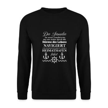 Die Familie ist unser Leuchtturm der uns sicher du - Unisex Pullover - Schwarz - Vorne - Alina (178cm) & Michal (187cm)