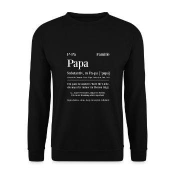 Papa Substantiv ein ganz besonderes Wort für Liebe - Unisex Pullover - Schwarz - Vorne - Alina (178cm) & Michal (187cm)