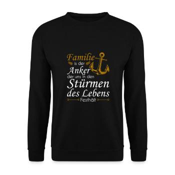 Familie ist der Anker der uns in den Stürmen des L - Unisex Pullover - Schwarz - Vorne - Alina (178cm) & Michal (187cm)