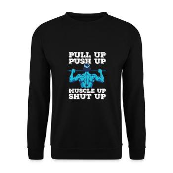 calisthenics body weight dips klimmzug bars calist - Unisex Pullover - Schwarz - Vorne - Alina (178cm) & Michal (187cm)