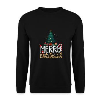 Weihnachten 24.12. Christbaum Heilige Nacht Weihna - Unisex Pullover - Schwarz - Vorne - Alina (178cm) & Michal (187cm)