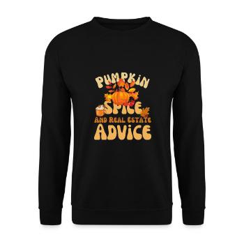 Pumpkin Spice und Immobilienberatung - Unisex Pullover - Schwarz - Vorne - Alina (178cm) & Michal (187cm)