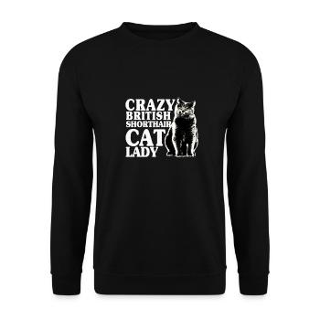 Britische Kurzhaar Katzen Lady - Unisex Pullover - Schwarz - Vorne - Alina (178cm) & Michal (187cm)