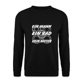 Ein Mann ein Rad kein Motor kein Akku - Unisex Pullover - Schwarz - Vorne - Alina (178cm) & Michal (187cm)
