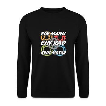 Ein Mann ein Rad kein Motor kein Akku - Unisex Pullover - Schwarz - Vorne - Alina (178cm) & Michal (187cm)