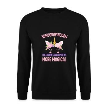 Sonographicorn like a normal Sonographist gifts - Unisex Sweatshirt - black - Front - Alina (178cm) & Michal (187cm)