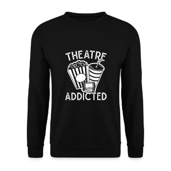 Theater Addicted Actor Gift Idea - Unisex Pullover - Schwarz - Vorne - Alina (178cm) & Michal (187cm)