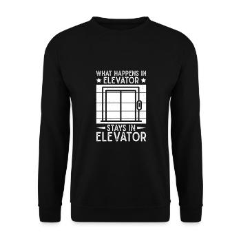 Funny Elevator Mechanic What Happens In Elevator - Unisex Sweatshirt - black - Front - Alina (178cm) & Michal (187cm)