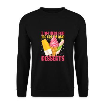 I Am Here For Ice Cream Gelato Dessert Popsicle - Unisex Pullover - Schwarz - Vorne - Alina (178cm) & Michal (187cm)