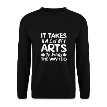 Drôle d’artiste peintre Il faut beaucoup d’arts Dessin - Sweat-shirt Unisexe - noir - Devant - Alina (178cm) & Michal (187cm)