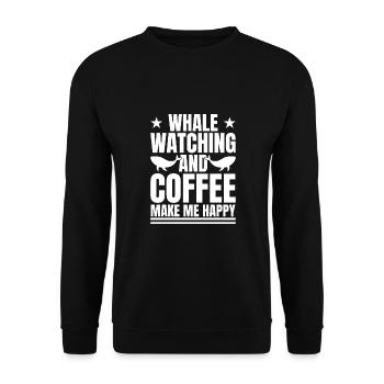 Whale Watching & Coffee Make Me Happy Whales - Unisex Pullover - Schwarz - Vorne - Alina (178cm) & Michal (187cm)