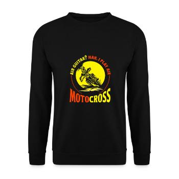 Dirt Biker Riding AIr Guitar Air Motorcross Dirt - Unisex Pullover - Schwarz - Vorne - Alina (178cm) & Michal (187cm)