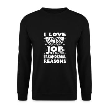 J’aime mon travail Paranormal Raisons Enquêteur Cadeau - Sweat-shirt Unisexe - noir - Devant - Alina (178cm) & Michal (187cm)