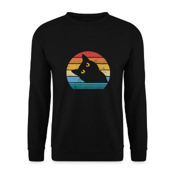 Retro Black Cat Lover Vintage Style Cats Cute - Unisex Sweatshirt - black - Front - Alina (178cm) & Michal (187cm)