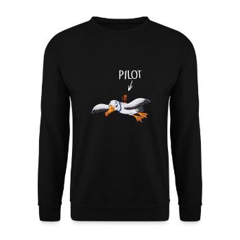 Pilot fliegt Flugzeug Bruchpilot - Unisex Pullover - Schwarz - Vorne - Alina (178cm) & Michal (187cm)