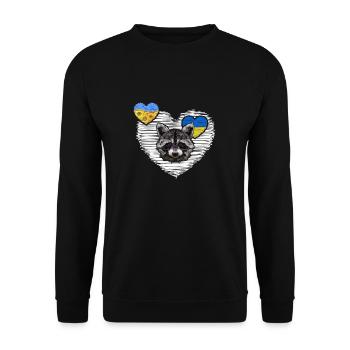 UKRAINE waschbär "the cherson raccoon-platoon" - Unisex Pullover - Schwarz - Vorne - Alina (178cm) & Michal (187cm)