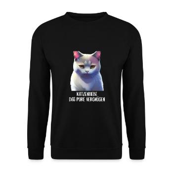 Katzen Sprüche Katzenmotiv Katzenliebhaber - Unisex Pullover - Schwarz - Vorne - Alina (178cm) & Michal (187cm)