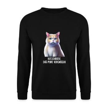 Katzen Sprüche Katzenmotiv Katzenliebhaber - Unisex Pullover - Schwarz - Vorne - Alina (178cm) & Michal (187cm)