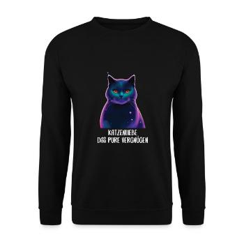 Katzen Sprüche Katzenmotiv Katzenliebhaber - Unisex Pullover - Schwarz - Vorne - Alina (178cm) & Michal (187cm)
