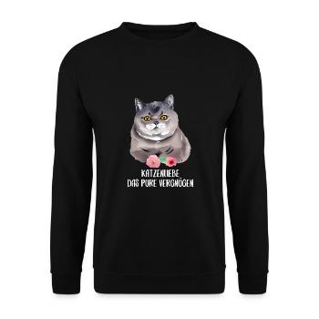 Katzen Sprüche Katzenmotiv Katzenliebhaber - Unisex Pullover - Schwarz - Vorne - Alina (178cm) & Michal (187cm)