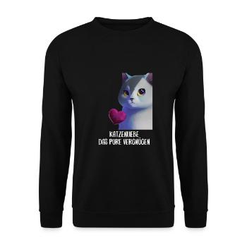 Katzen Sprüche Katzenmotiv Katzenliebhaber - Unisex Pullover - Schwarz - Vorne - Alina (178cm) & Michal (187cm)