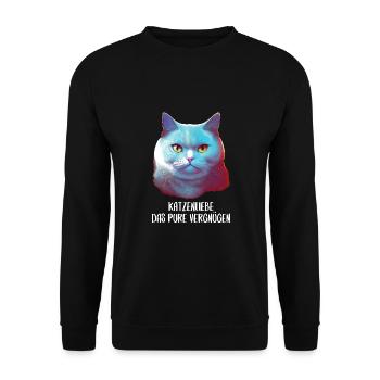 Katzen Sprüche Katzenmotiv Katzenliebhaber - Unisex Pullover - Schwarz - Vorne - Alina (178cm) & Michal (187cm)