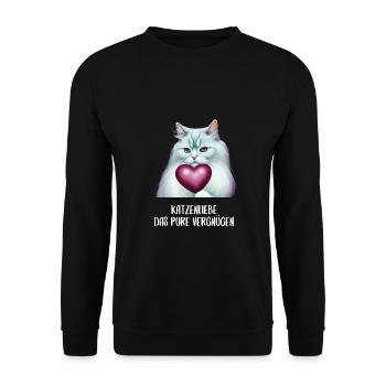 Katzen Sprüche Katzenmotiv Katzenliebhaber - Unisex Pullover - Schwarz - Vorne - Alina (178cm) & Michal (187cm)