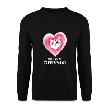 Katzen Sprüche Katzenmotiv Katzenliebhaber - Unisex Pullover - Schwarz - Vorne - Alina (178cm) & Michal (187cm)