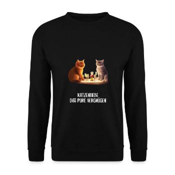 Katzen Sprüche Katzenmotiv Katzenliebhaber - Unisex Pullover - Schwarz - Vorne - Alina (178cm) & Michal (187cm)