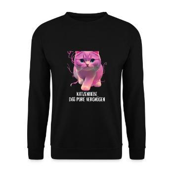 Katzen Sprüche Katzenmotiv Katzenliebhaber - Unisex Pullover - Schwarz - Vorne - Alina (178cm) & Michal (187cm)