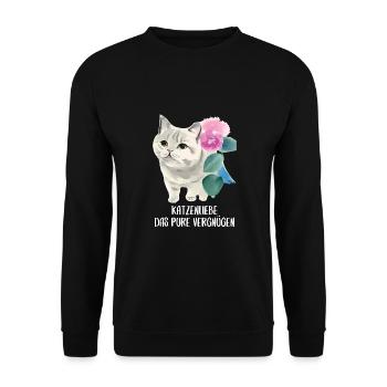 Katzen Sprüche Katzenmotiv Katzenliebhaber - Unisex Pullover - Schwarz - Vorne - Alina (178cm) & Michal (187cm)