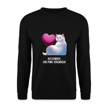 Katzen Sprüche Katzenmotiv Katzenliebhaber - Unisex Pullover - Schwarz - Vorne - Alina (178cm) & Michal (187cm)