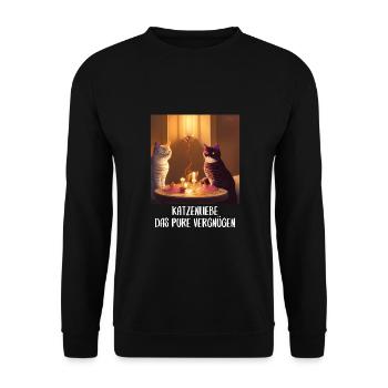 Katzen Sprüche Katzenmotiv Katzenliebhaber - Unisex Pullover - Schwarz - Vorne - Alina (178cm) & Michal (187cm)