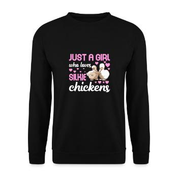 Silkie Huhn Lustige Farm Tierliebhaber - Unisex Pullover - Schwarz - Vorne - Alina (178cm) & Michal (187cm)