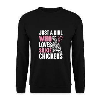 Silkie Huhn Lustige Farm Tierliebhaber - Unisex Pullover - Schwarz - Vorne - Alina (178cm) & Michal (187cm)