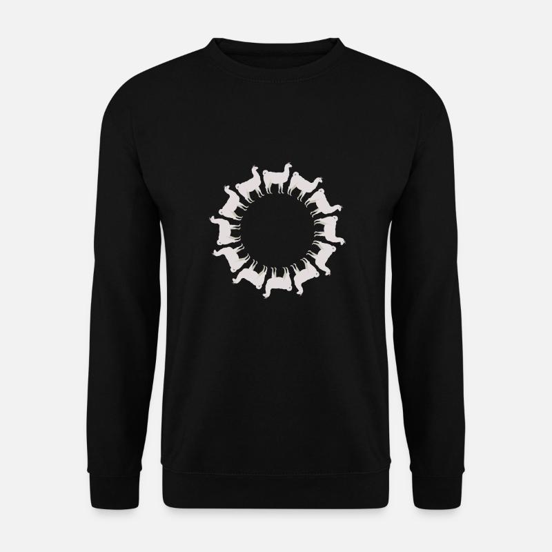 Lama Alpaka im Kreis - Unisex Pullover - Schwarz