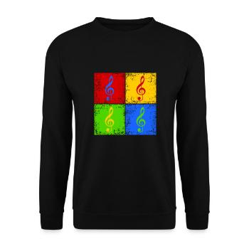 Notenschlüssel Pop-Art - Unisex Pullover - Schwarz - Vorne - Alina (178cm) & Michal (187cm)