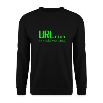 URLrich-in clicks we trust - Unisex Sweatshirt - black - Front - Alina (178cm) & Michal (187cm)