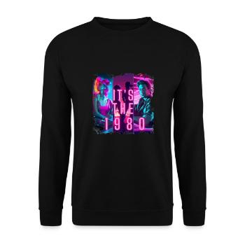 Its the 1980 Retro - Unisex Pullover - Schwarz - Vorne - Alina (178cm) & Michal (187cm)