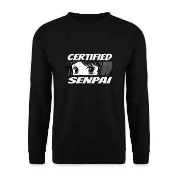 Certified Senpai Anime Manga Zertifizierter Senpai - Unisex Pullover - Schwarz - Vorne - Alina (178cm) & Michal (187cm)
